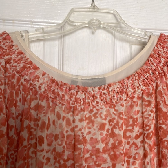 Apt. 9 Short Sleeve Lined Blouse - Salmon and Ivory - Picture 6 of 11